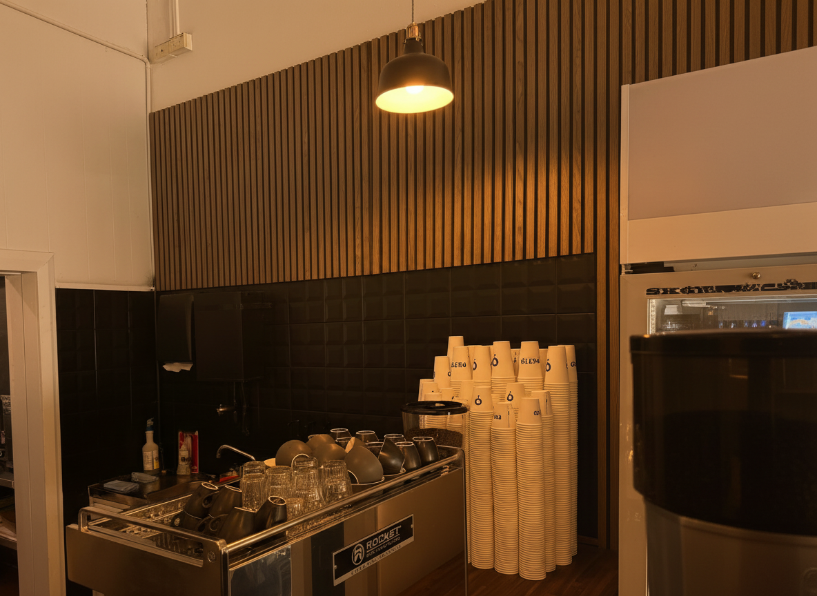 Patio Coffee bar with Rocket espresso machine